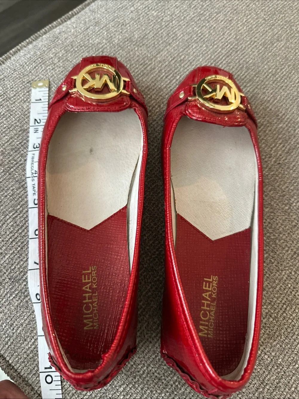 Michael Kors Red Patent MK Logo Slip-On Flats